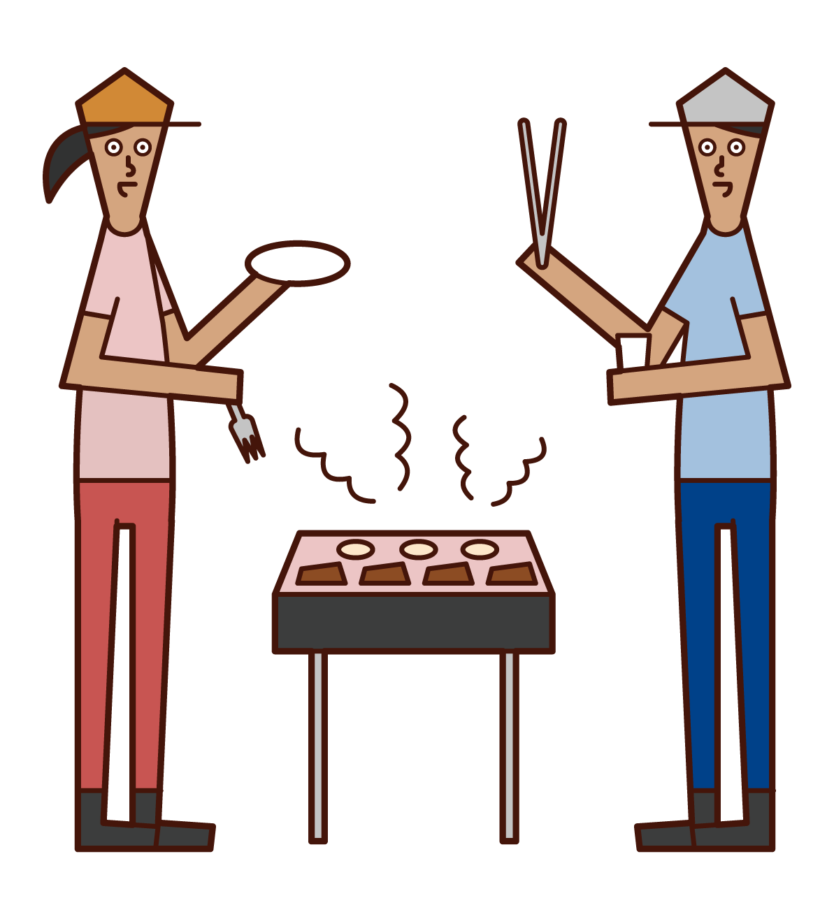 Illustration of people enjoying barbecue