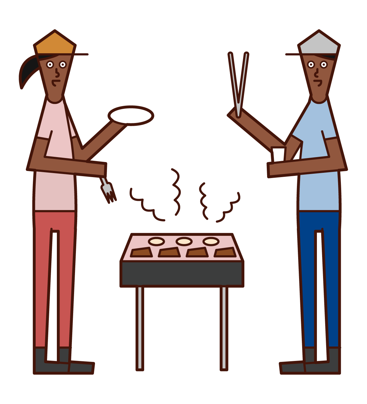 Illustration of people enjoying barbecue