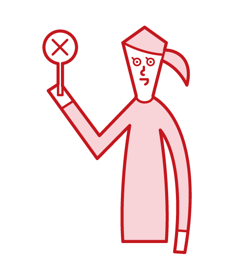 Illustration of a woman who signs an incorrect answer