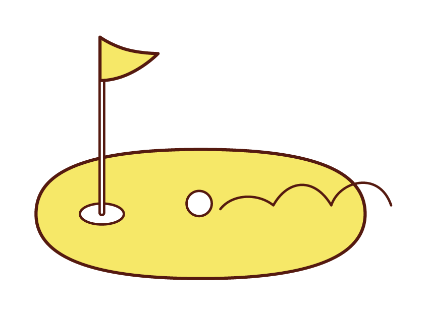Illustration of a golf ball to be cup-in