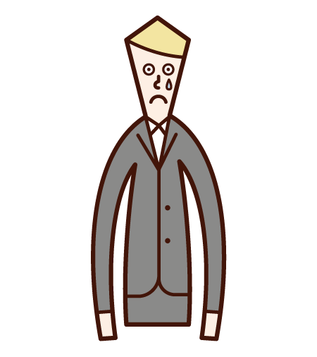 Illustration of a sad man (a man in a suit)