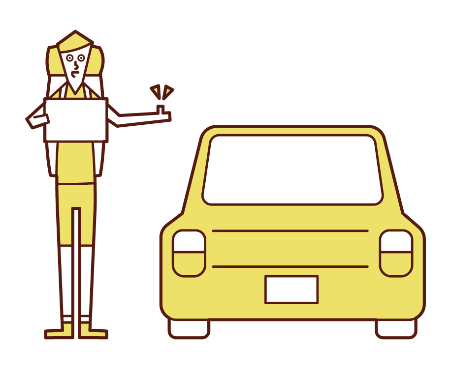 Illustration of a man who succeeded in hitchhiking