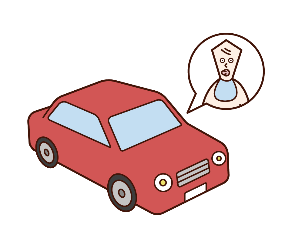 Illustration of a person (baby) in a car