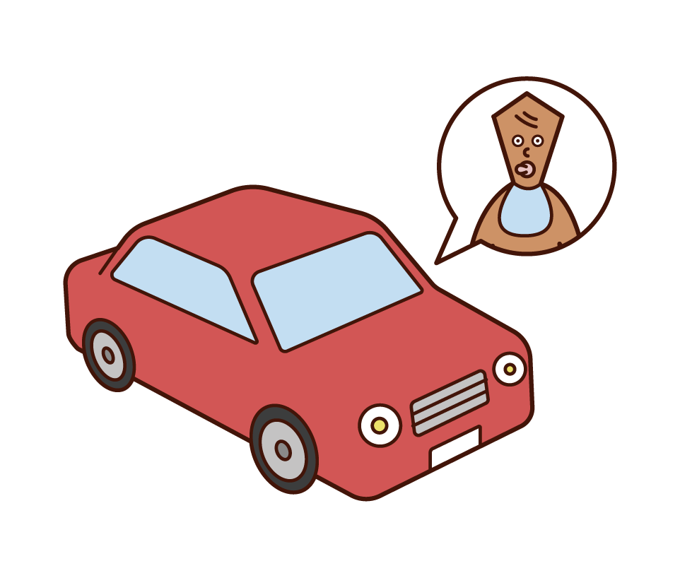 Illustration of a person (baby) in a car