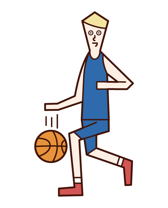 バスケットボールの選手（男性）のイラスト