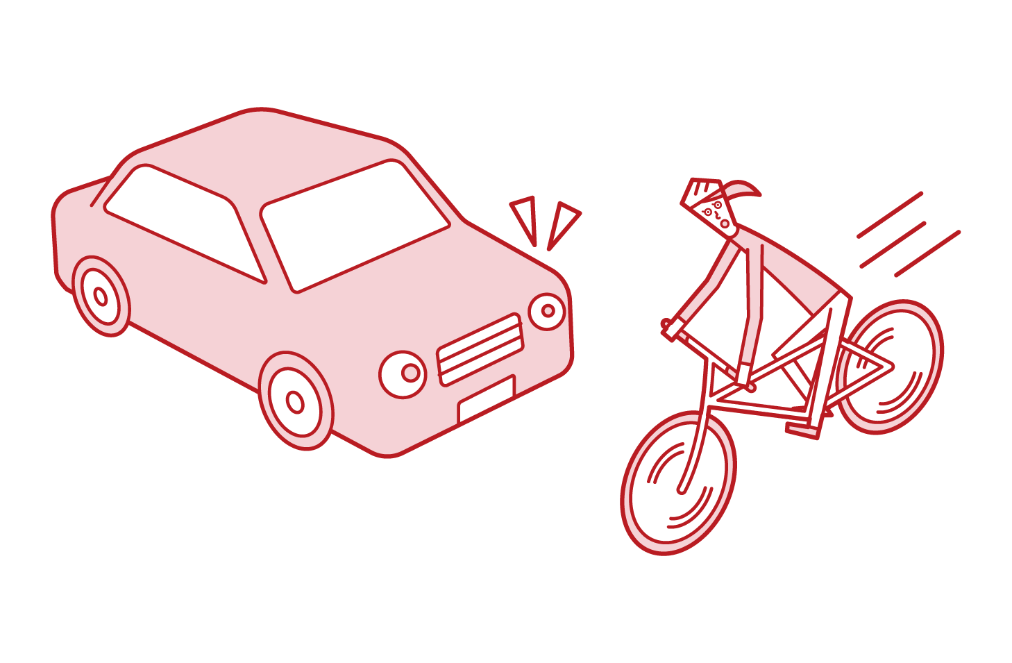 자전거(남성)가 도로로 날아가는 그림