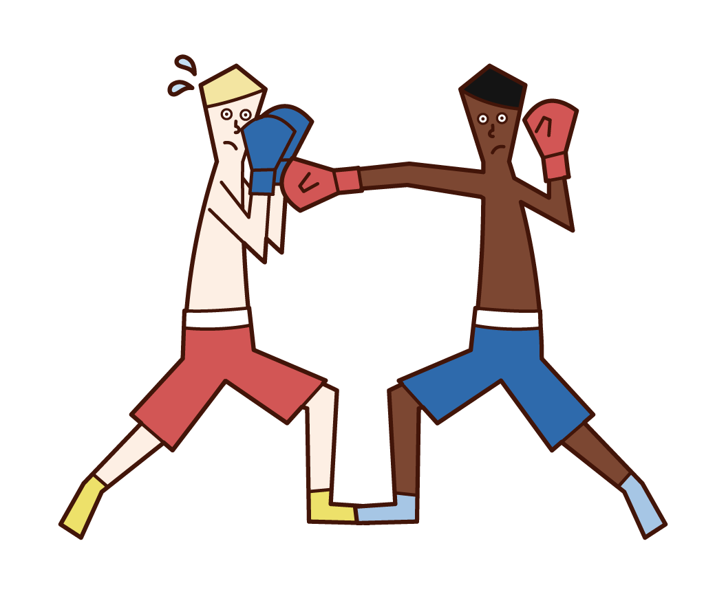 Illustration of a boxing player (man) sparring