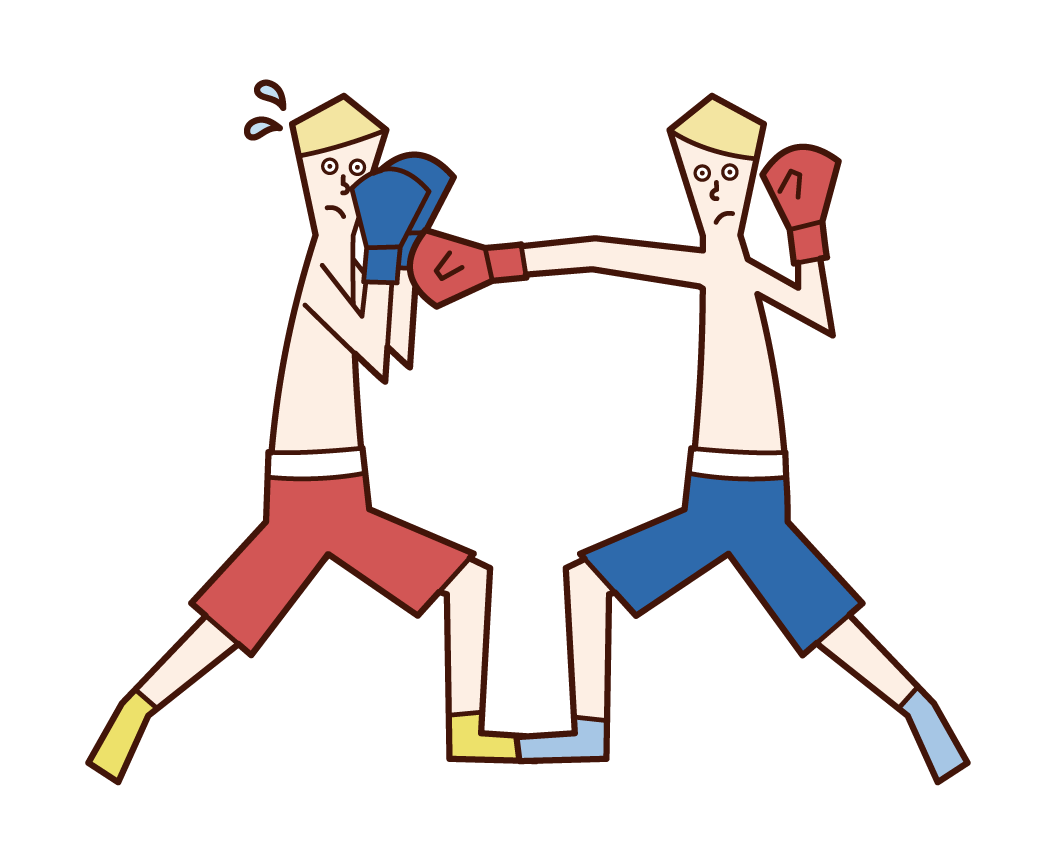 Illustration of a boxing player (man) sparring