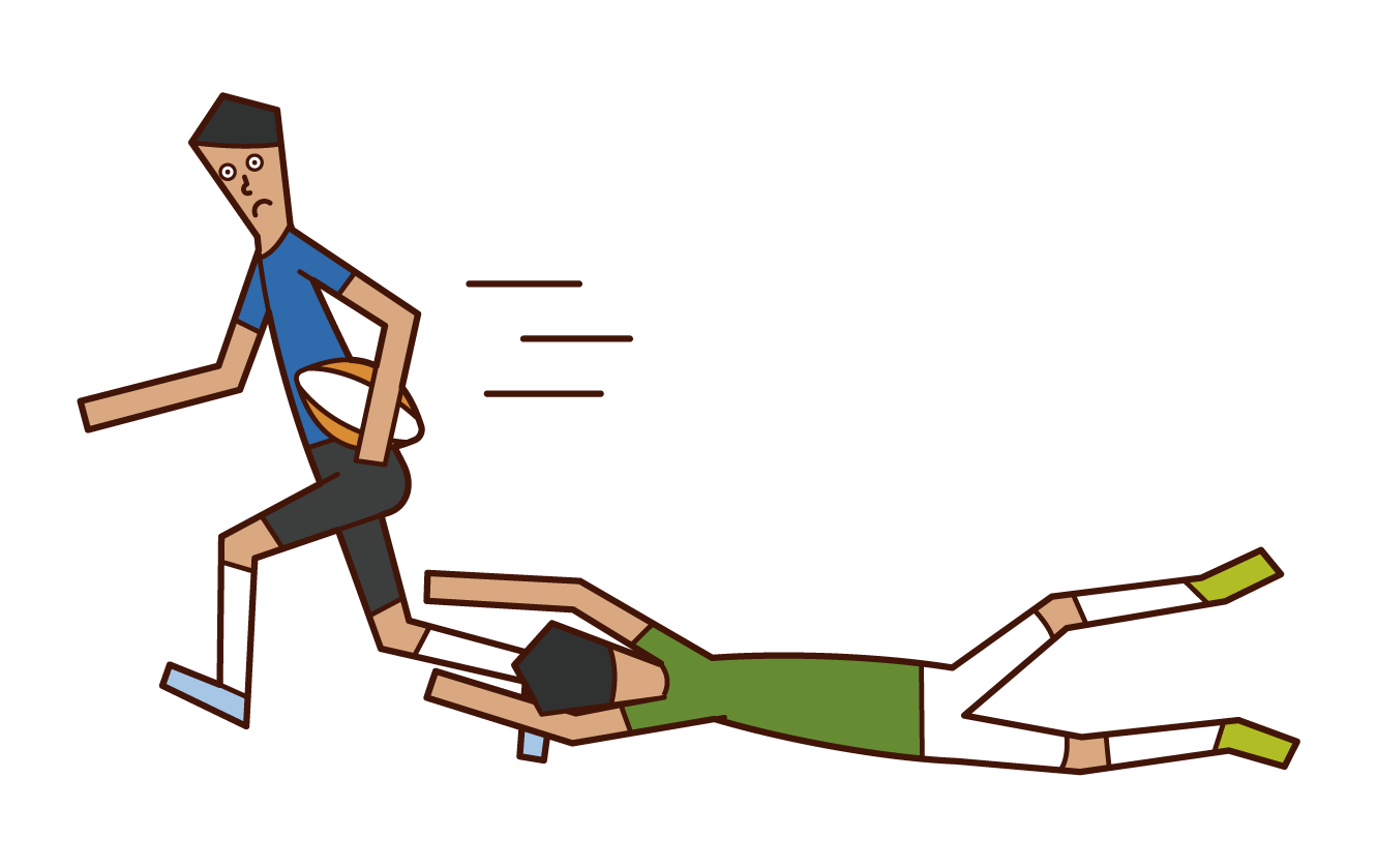 Illustration of a running rugby player (man)