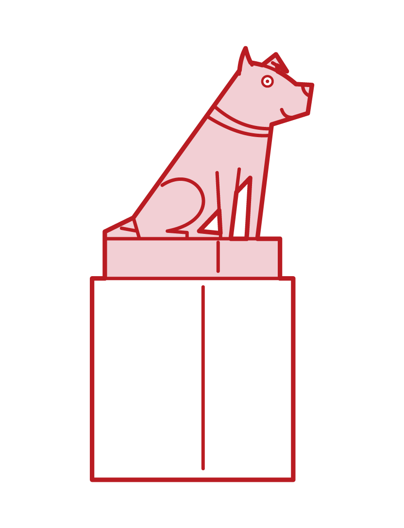 Illustration of Hachiko, a loyal dog in Shibuya