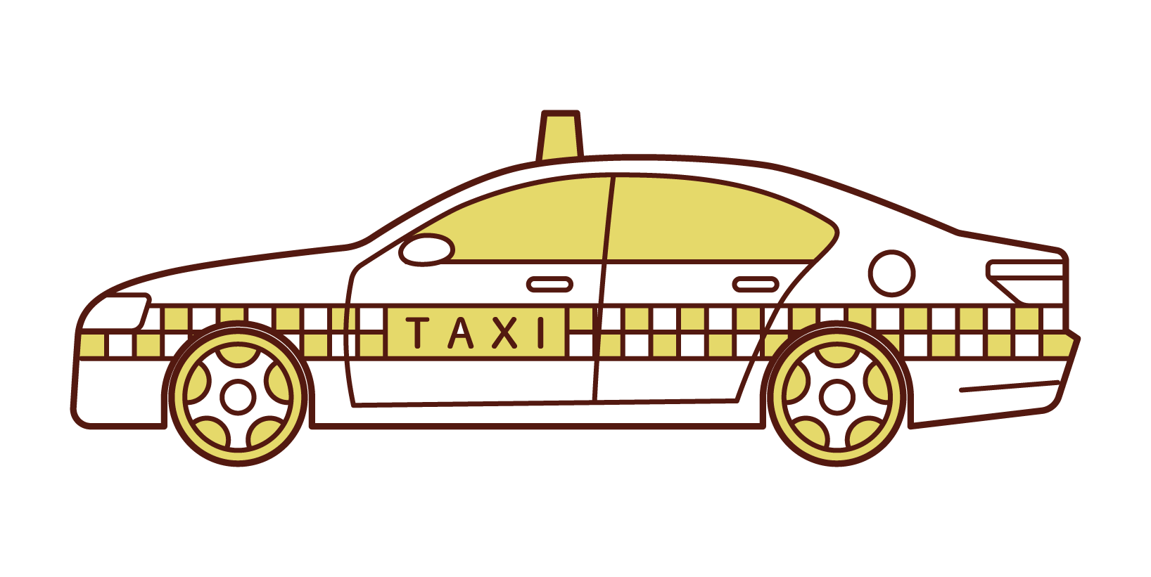 Illustration of a taxi seen from the side