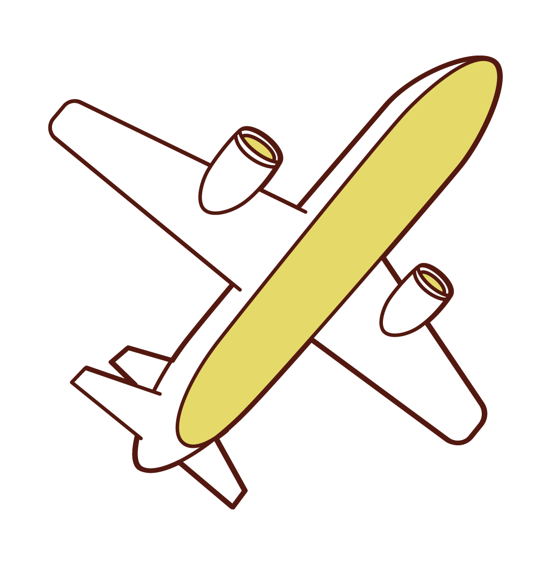 Illustration of the airplane looked up from the bottom