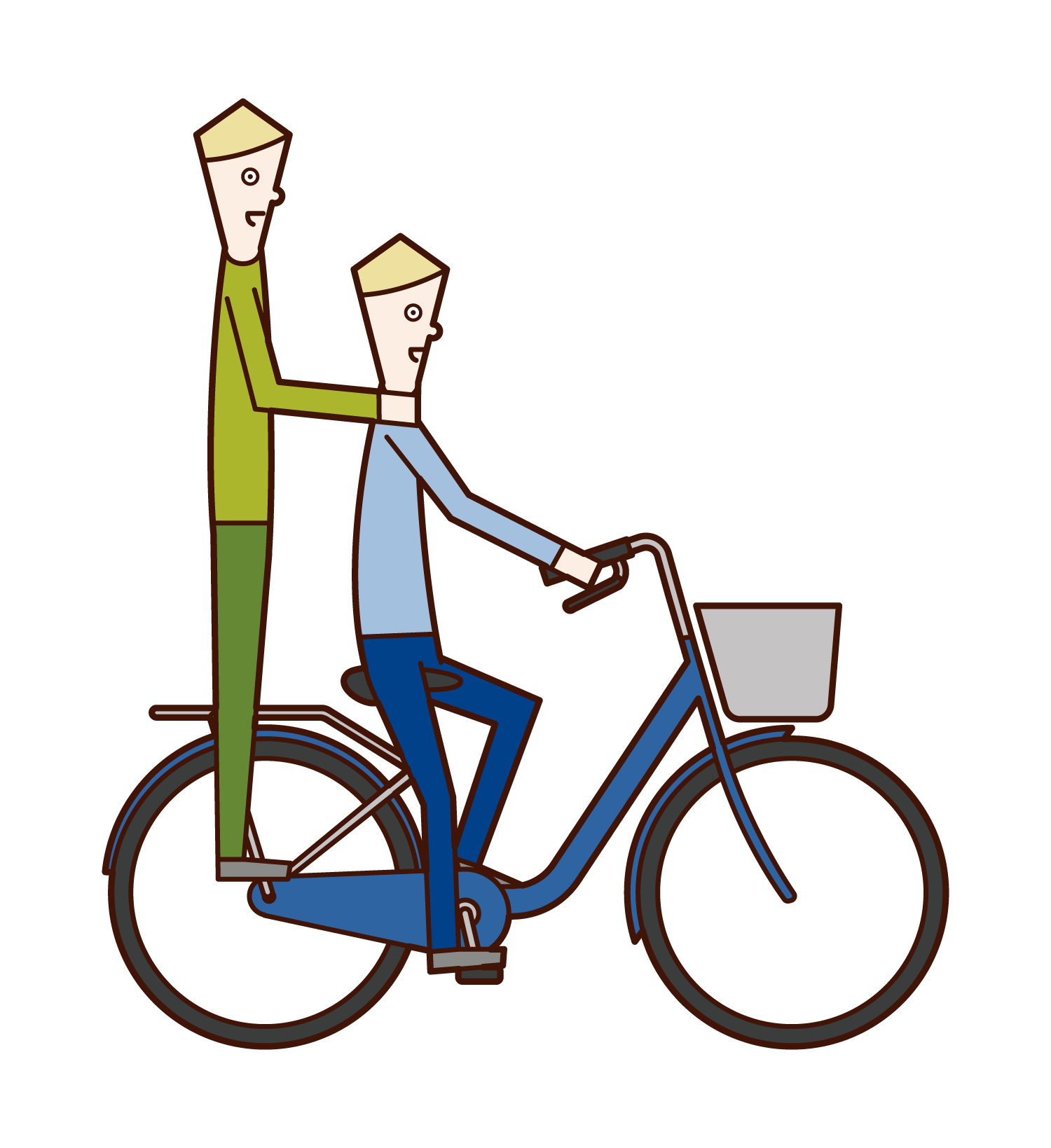 Illustration of a man riding a two-seater on a bicycle