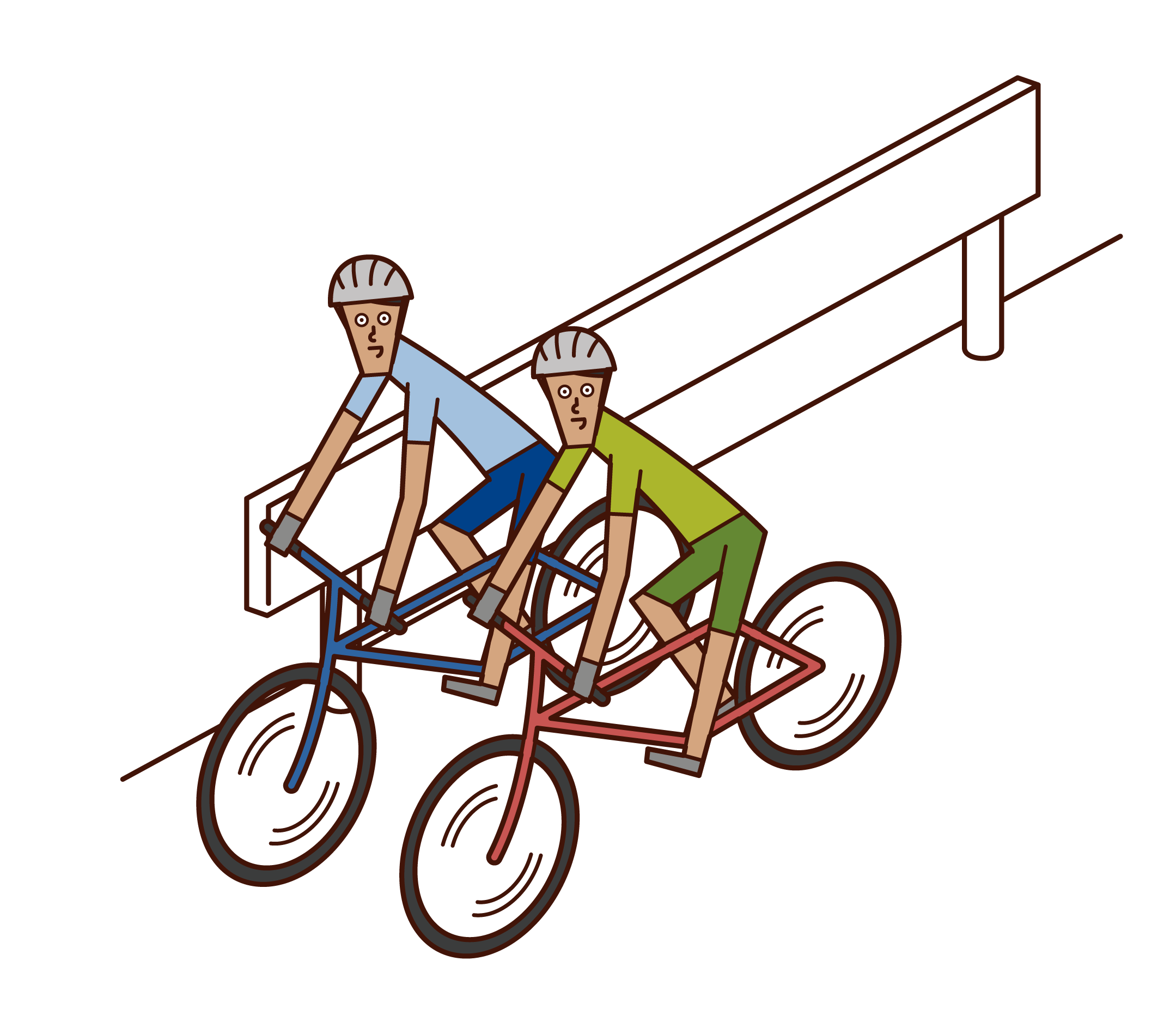 Illustration of people (men) riding bicycles