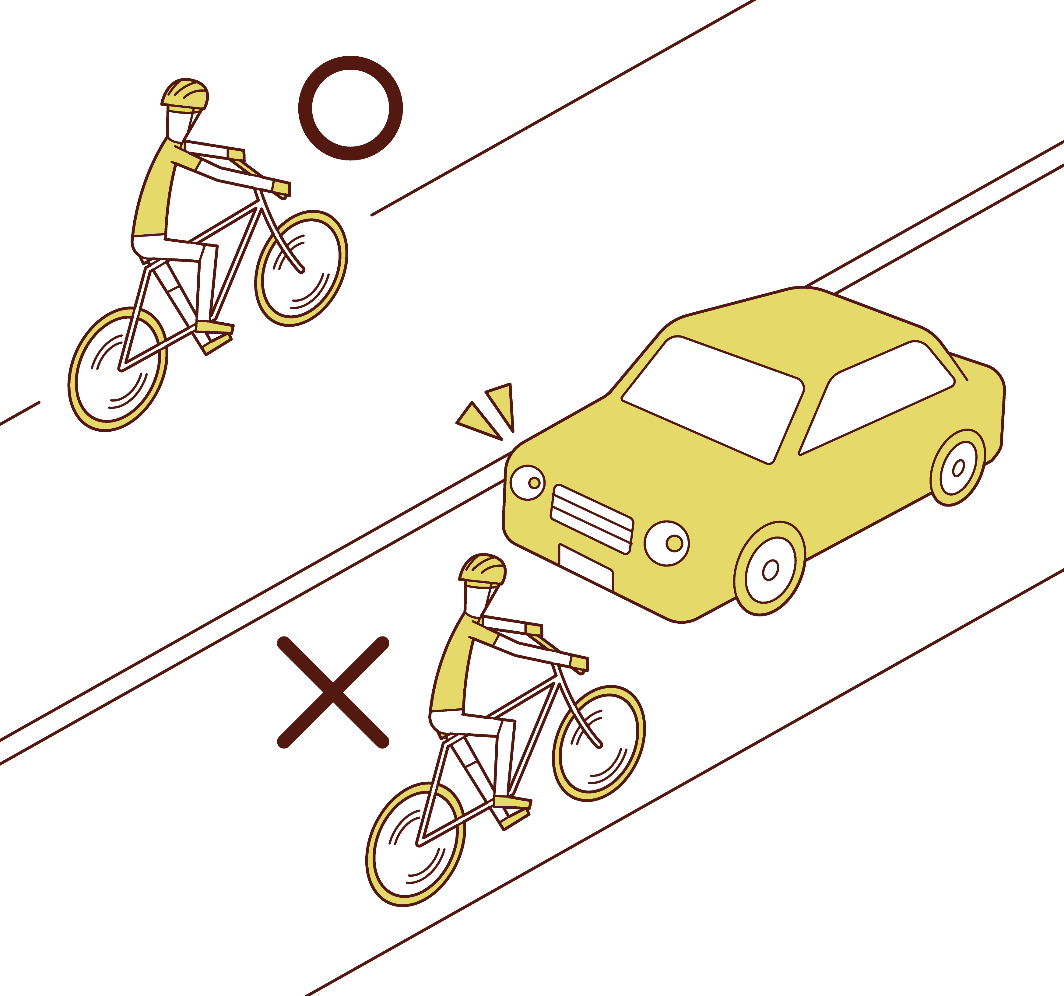 自転車の走行車線に関するイラスト