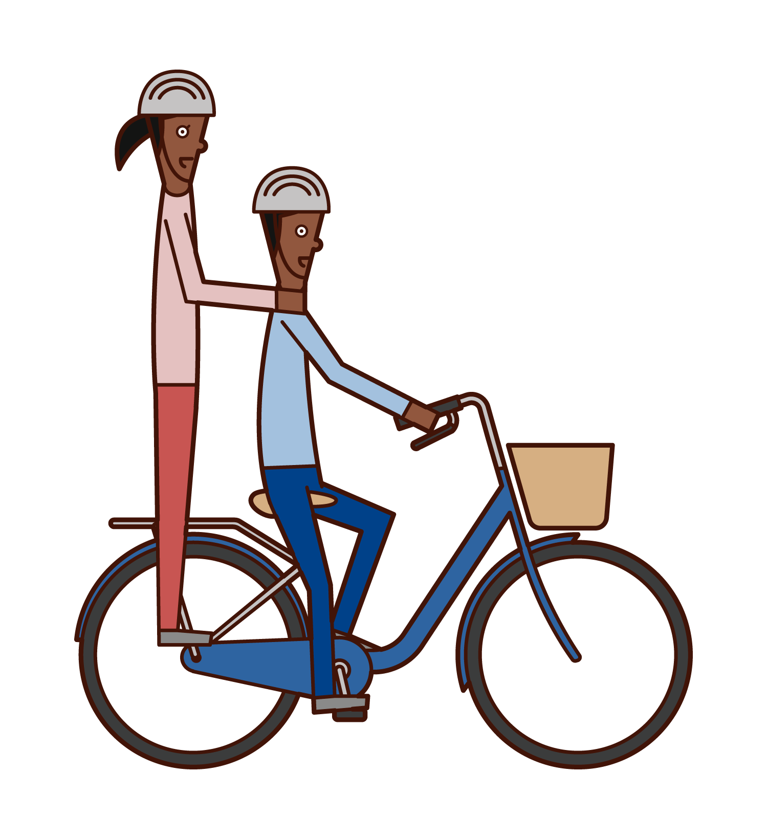 자전거에 2 인승 사람들의 그림