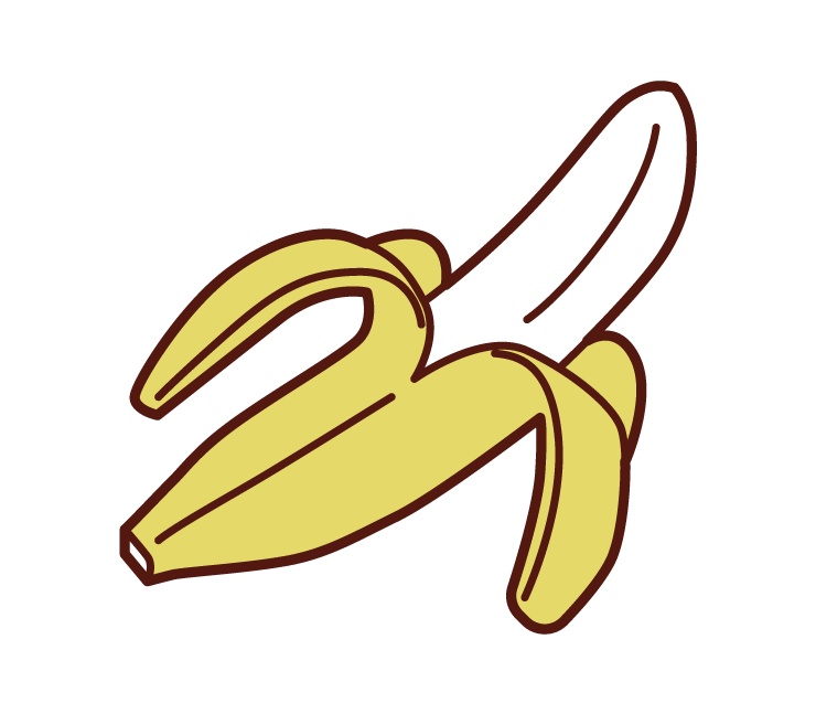 껍질을 벗긴 바나나의 일러스트