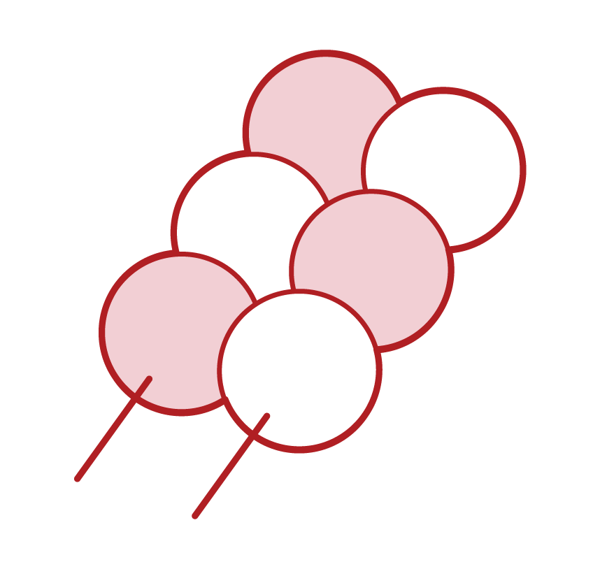 Illustration of three colors dumplings