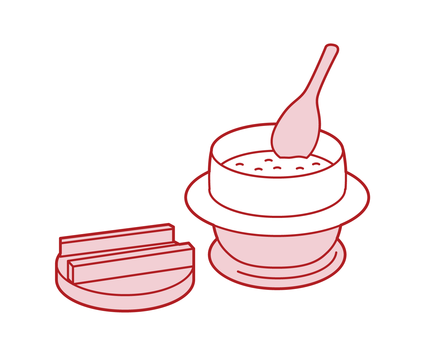Illustration of rice cooked in a kettle
