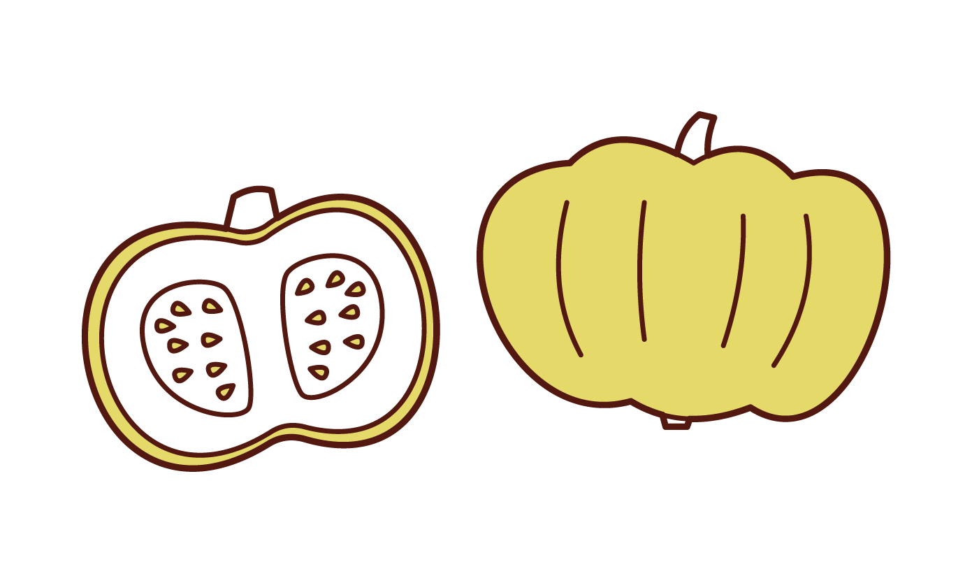 Illustrations of pumpkins and pumpkins
