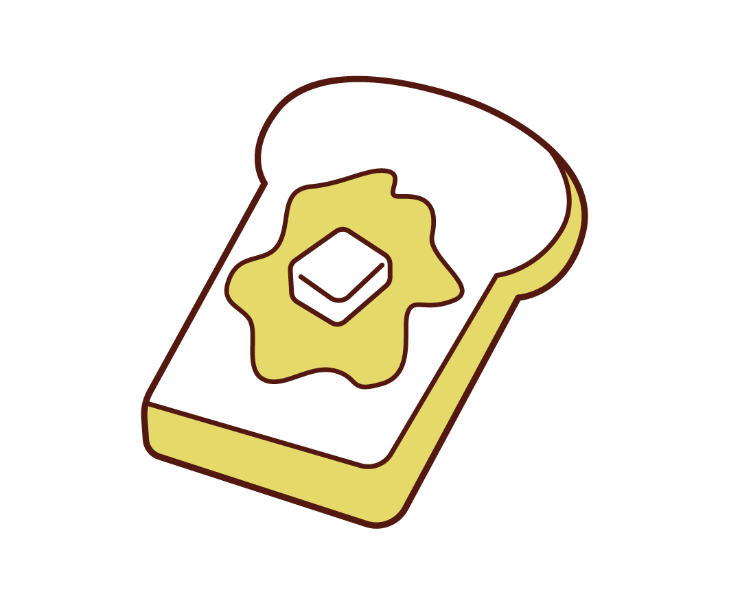 Illustration of bread with butter