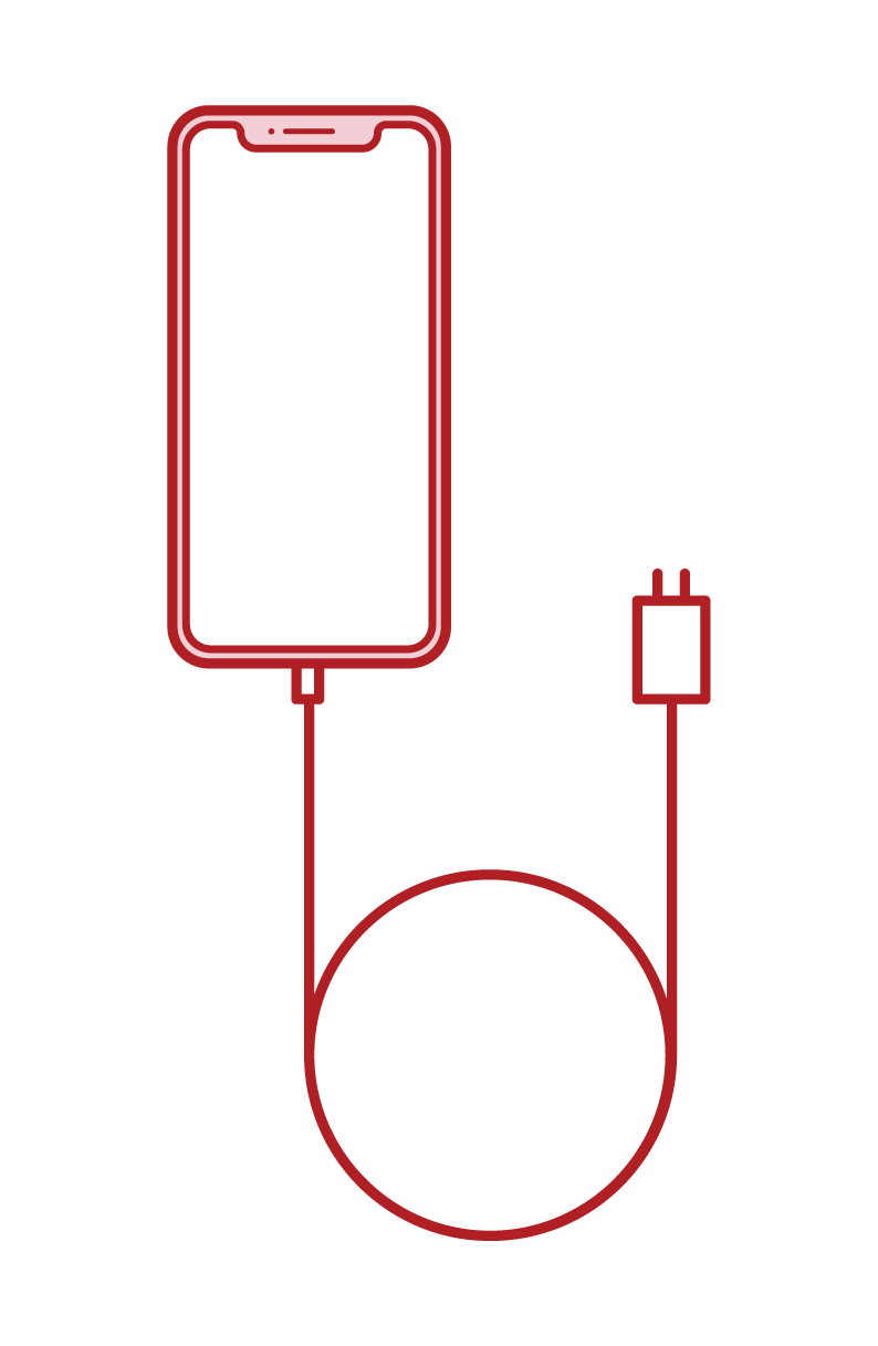スマートフォンと充電ケーブルのイラスト