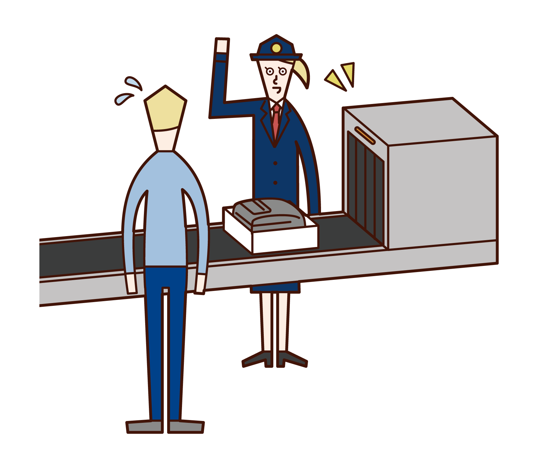 空港の関税職員（女性）のイラスト – フリーイラスト素材集 KuKuKeKe