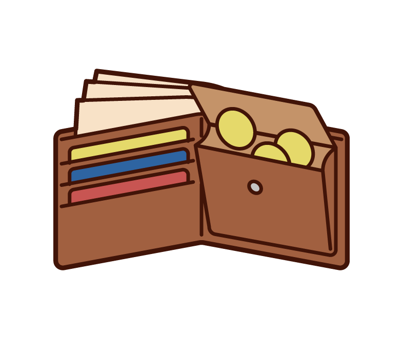 Illustration of the contents of the wallet with small change