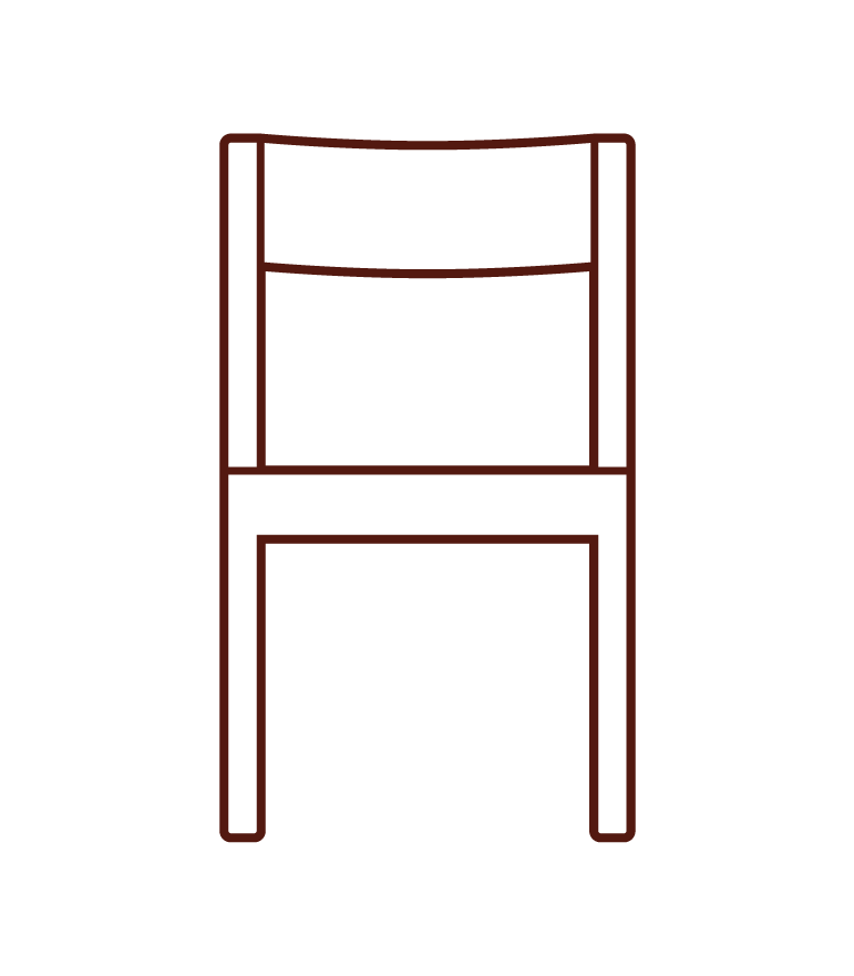 Illustration of a wooden chair from the front