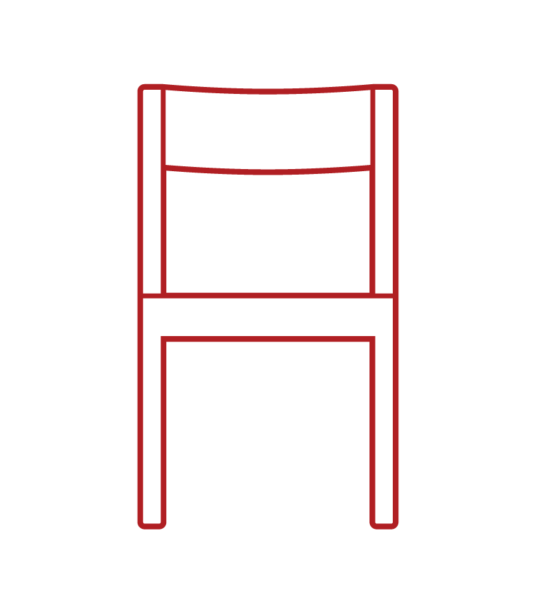 Illustration of a wooden chair from the front