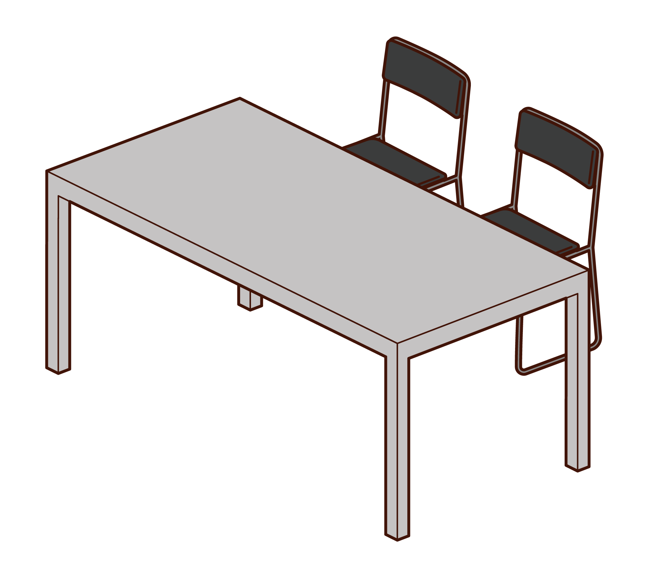 Office desk and chair illustrations
