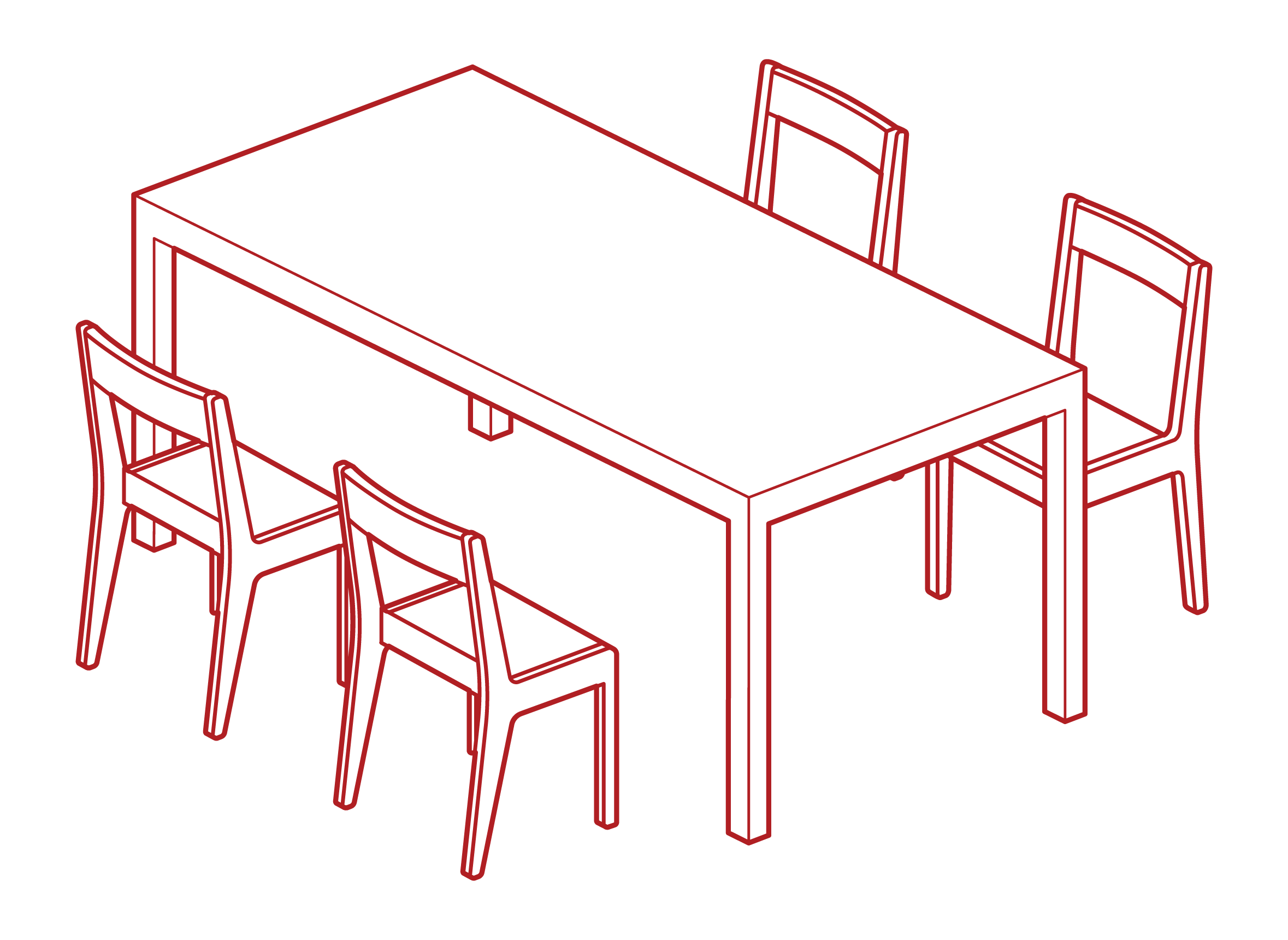 Dining table and chair illustrations