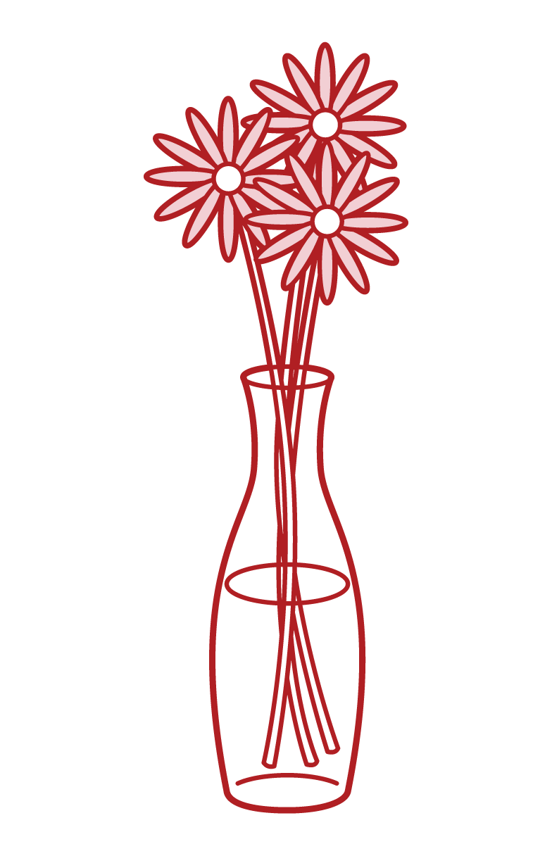 花瓶に生けられた花のイラスト