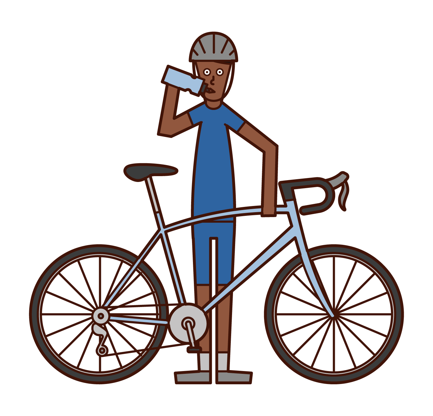 水分補給をする自転車乗り（男性）のイラスト
