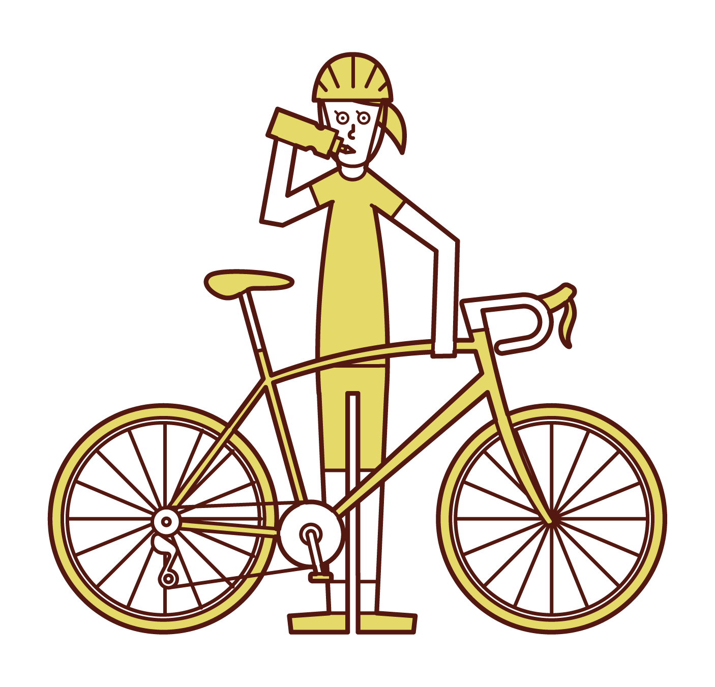 Illustration of a cyclist (woman) rehydration