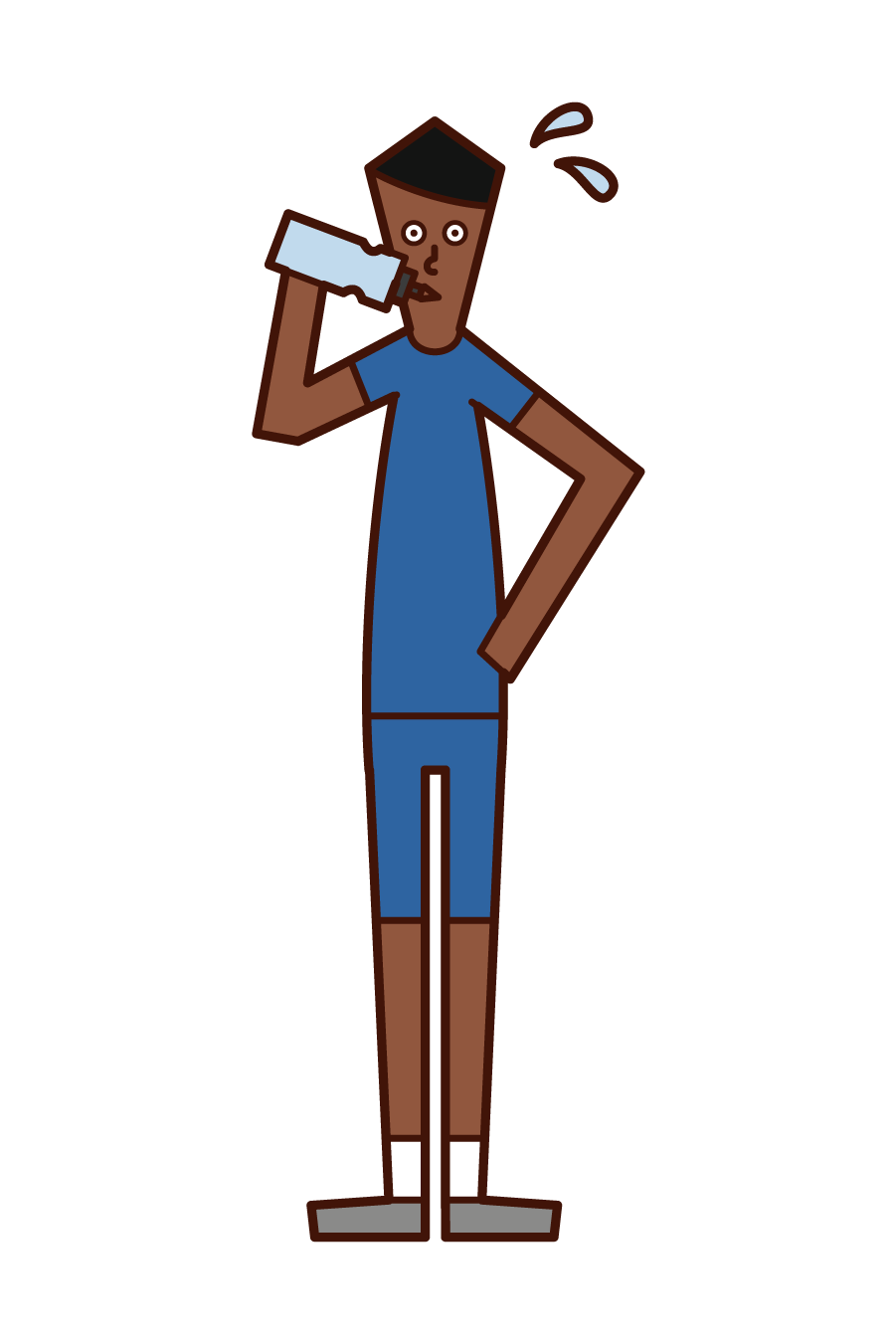 Illustration of a person (man) who rehydrates