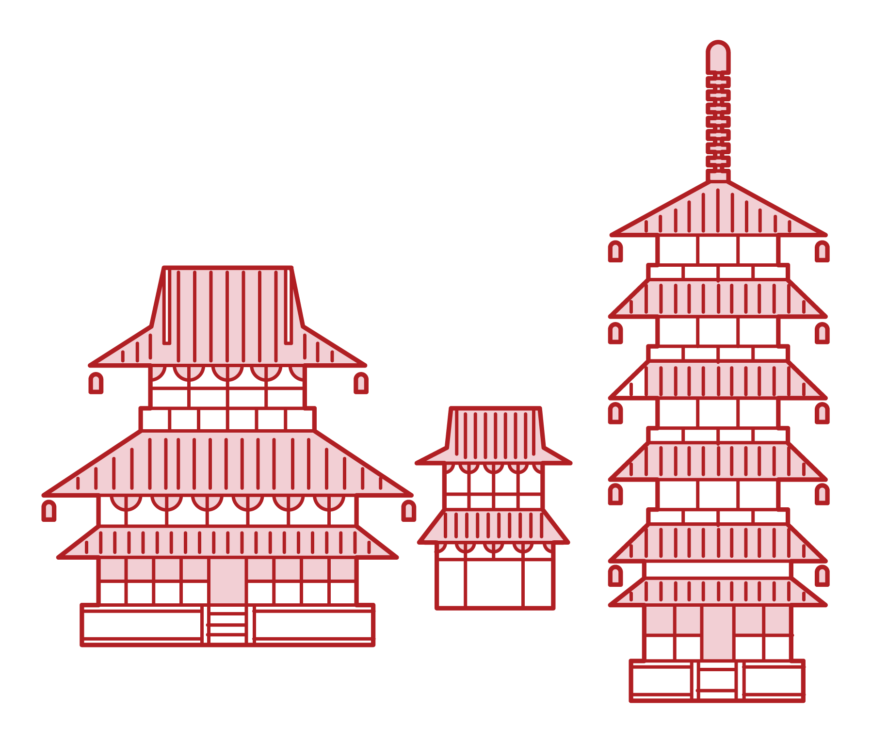 Illustration of Horyuji Temple