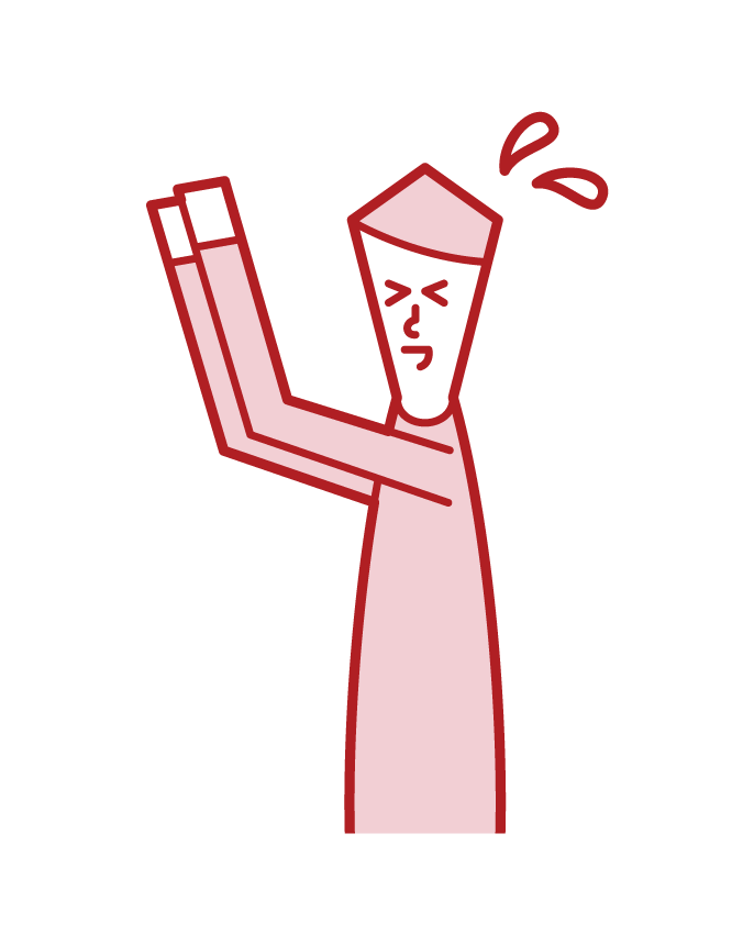 Illustration of a man who raises his hand high and apologizes