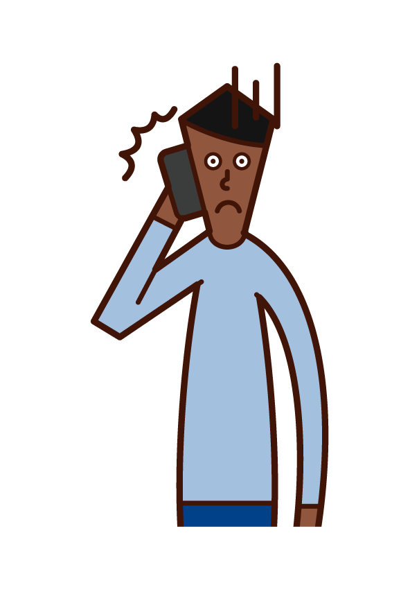 Illustration of a person (man) who gets angry on the phone
