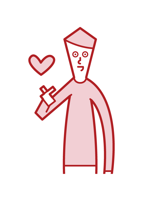 Illustration of a man who makes a heart mark with his finger