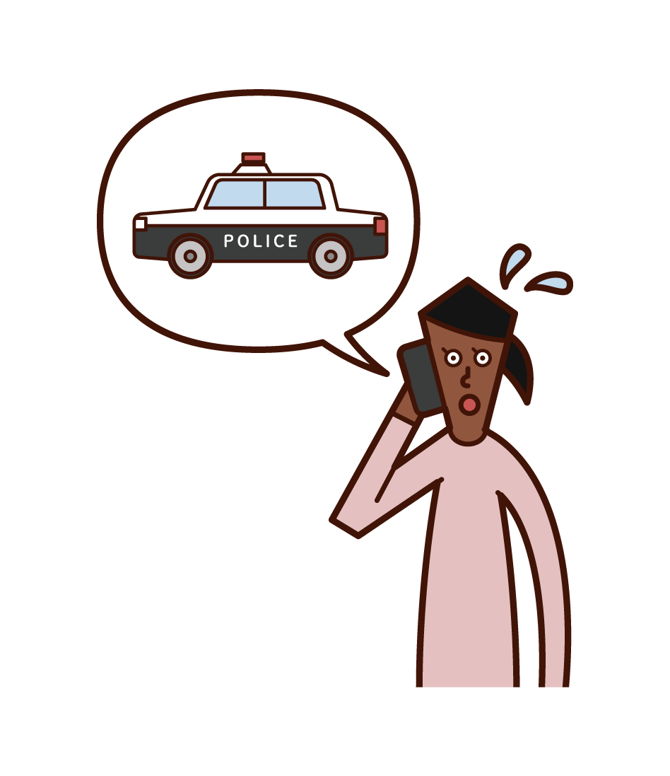 Illustration of a woman calling the police over the phone