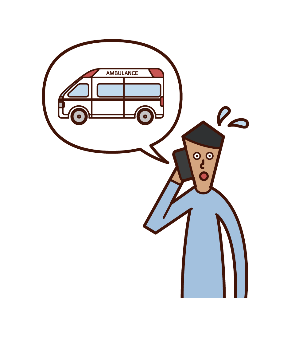 Illustration of a man calling an ambulance on the phone