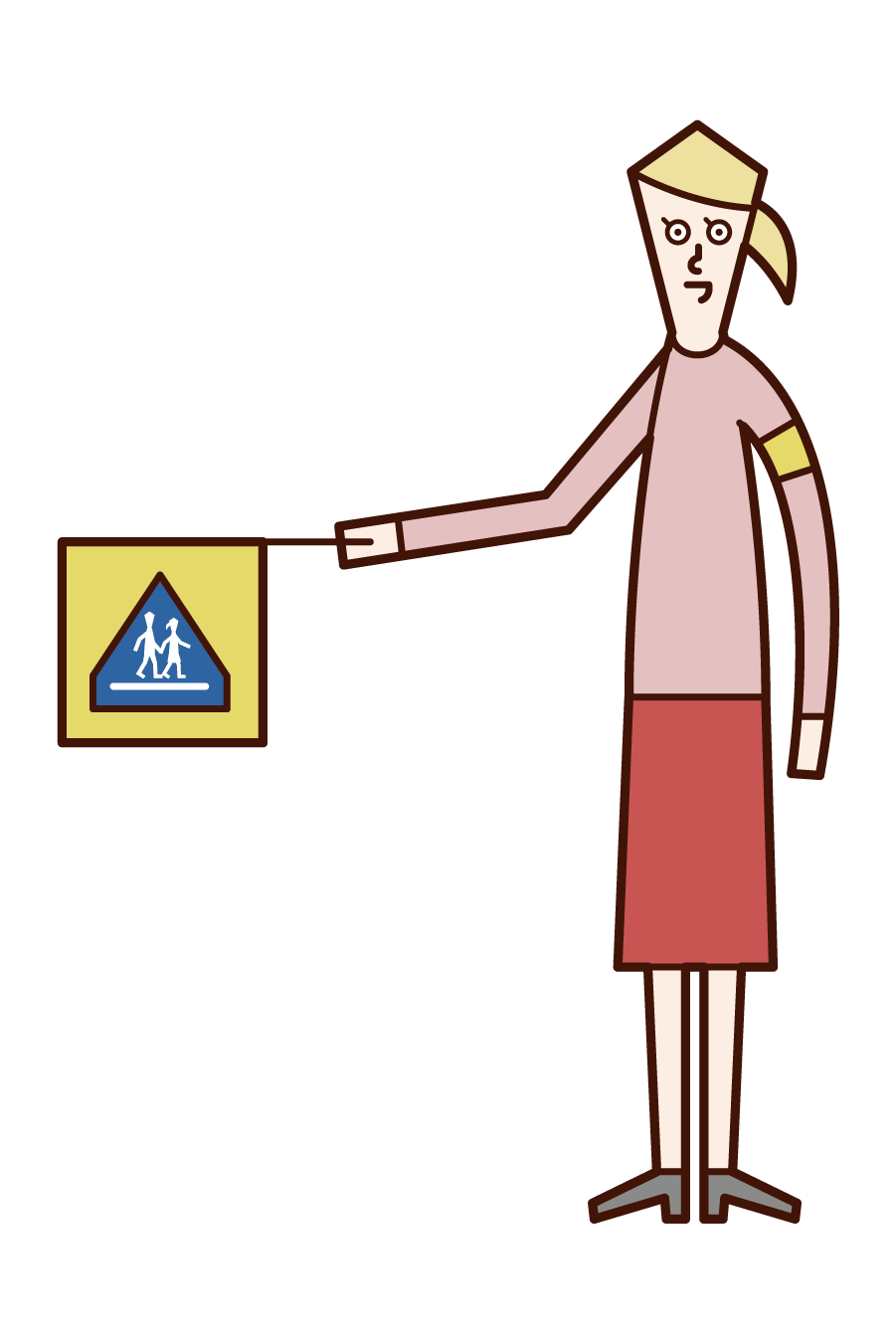 Illustration of a school child defender (woman)