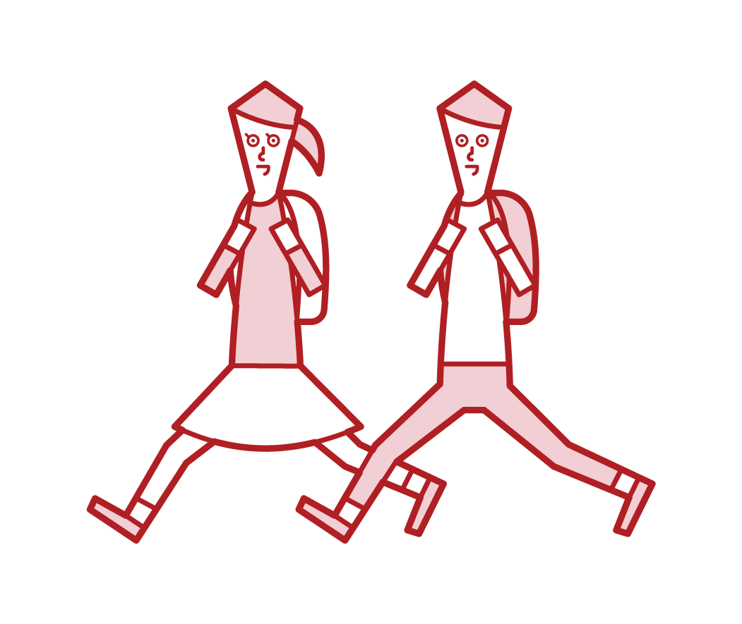 Illustration of a running child (man and woman)
