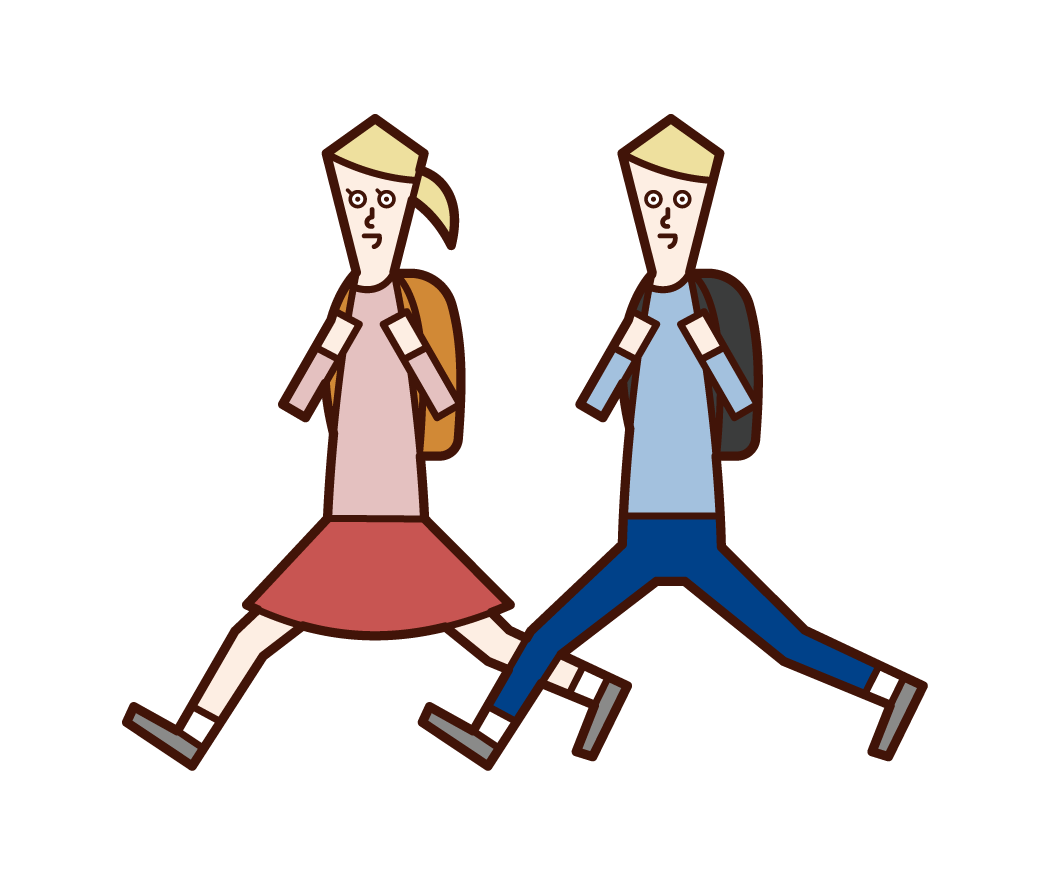 Illustration of a running child (man and woman)