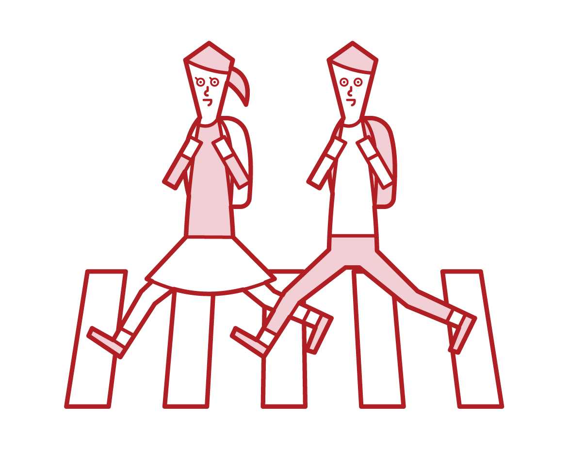 Illustration of a child crossing a pedestrian crossing