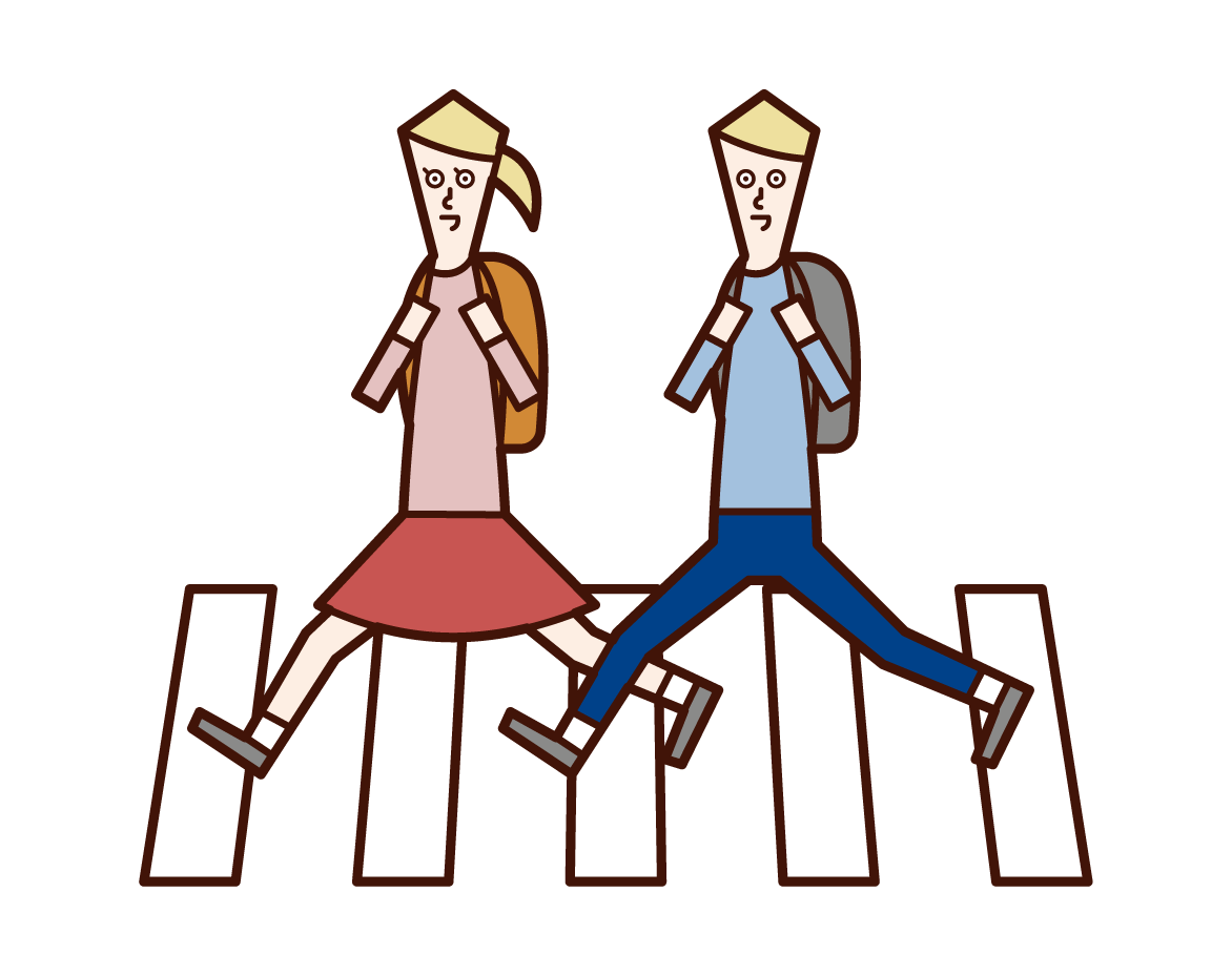 Illustration of a child crossing a pedestrian crossing