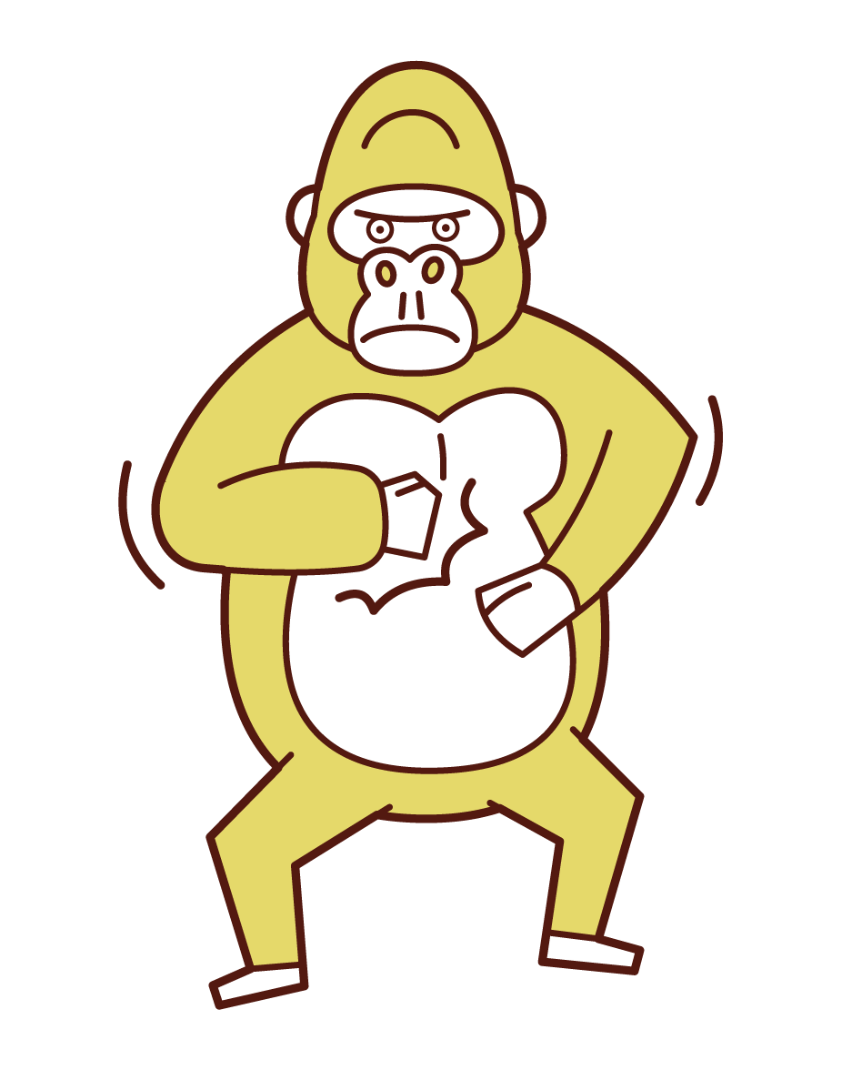 Illustration of a gorilla beating on the chest