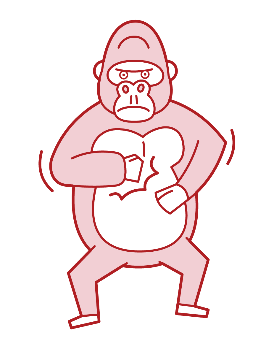 Illustration of a gorilla beating on the chest