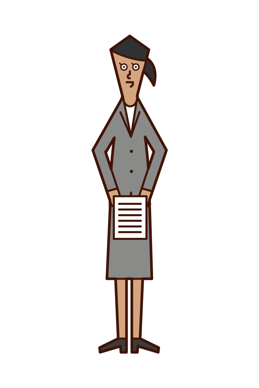 Illustration of a person (woman) submitting documents